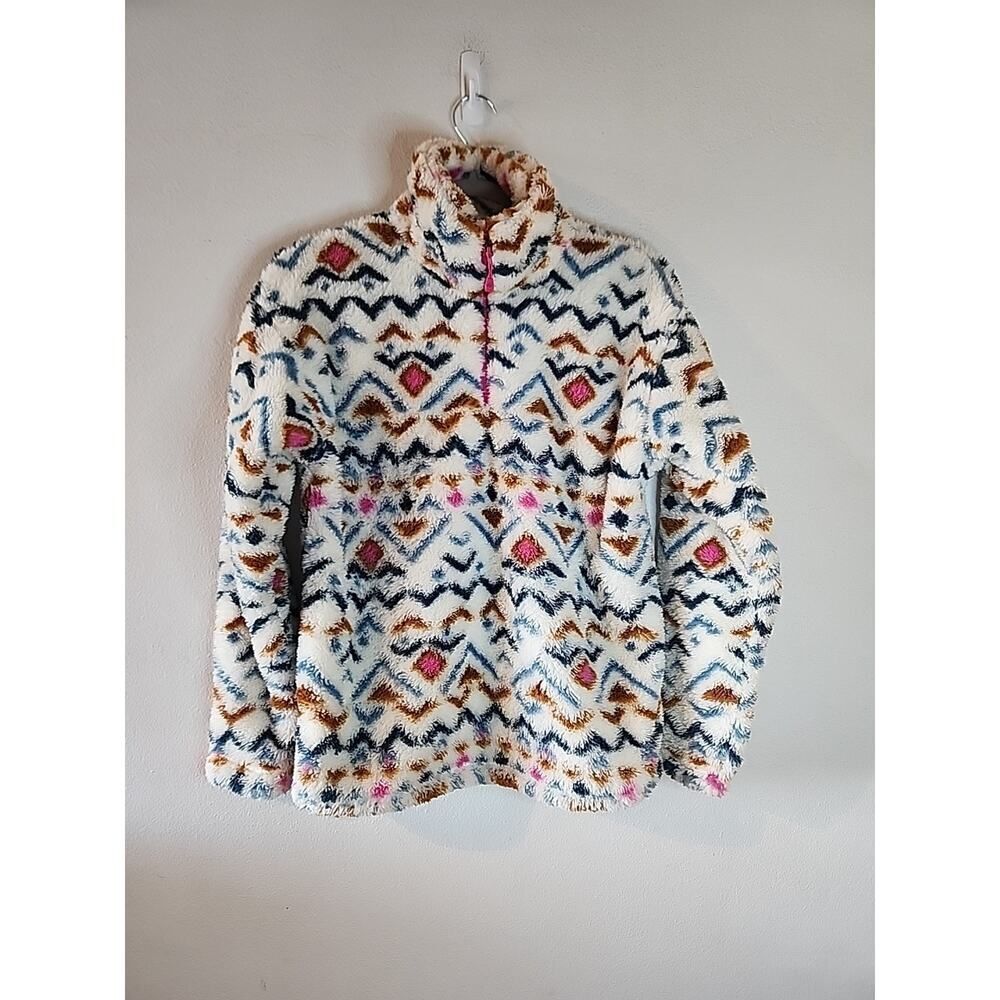 Eddie Bauer Fleece Pullover Womens Sz Small Aztec Geo Quarter Zip Southwestern